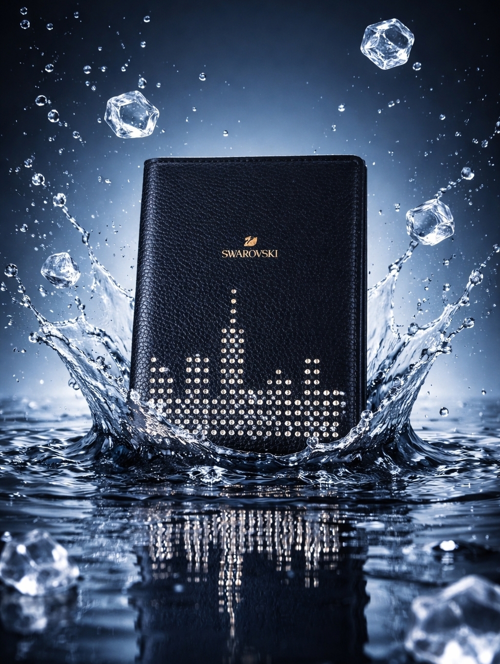 Swarovski Black Crystal-Embellished Leather Passport Holder